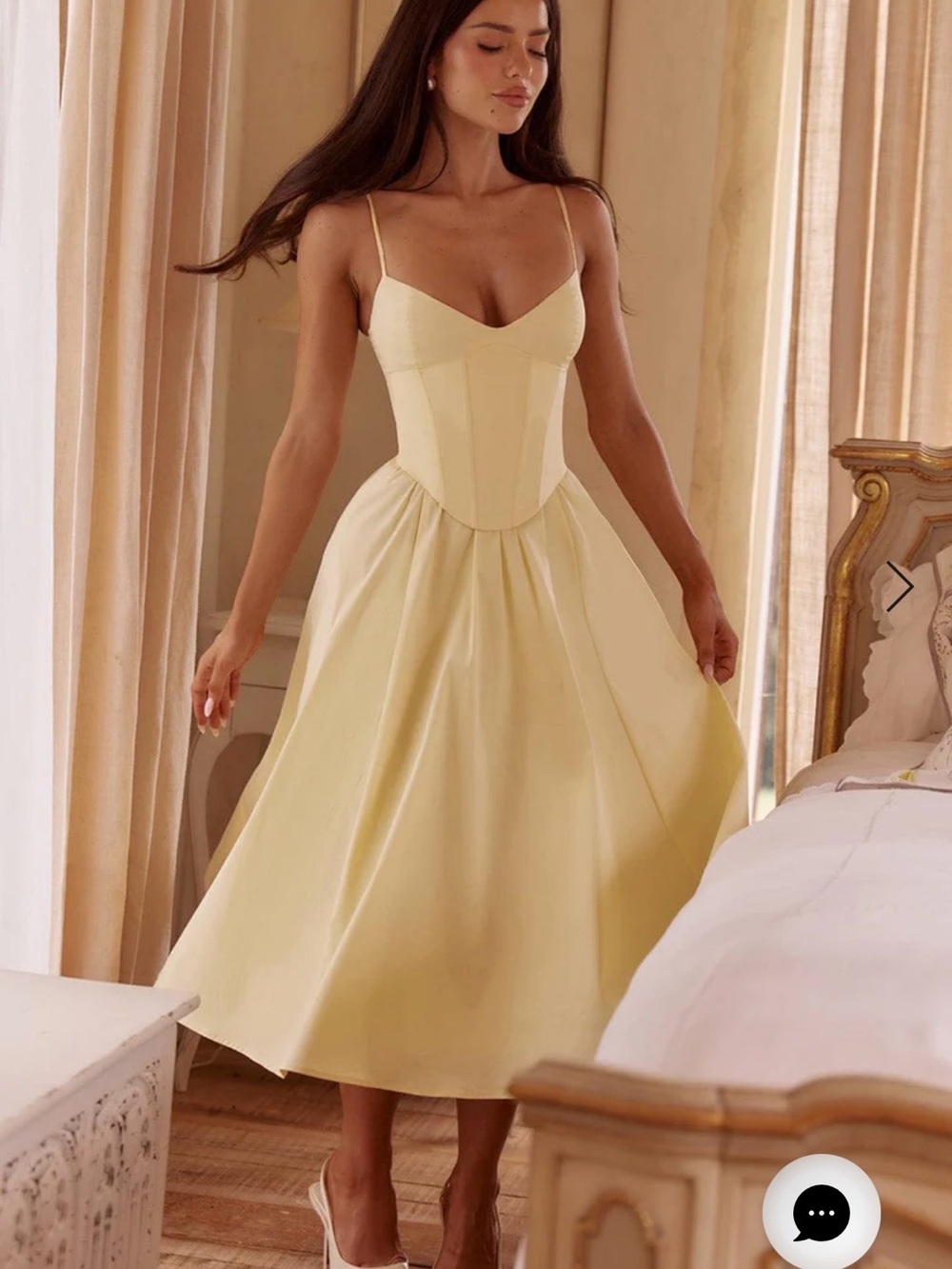 Corseted Midi Dress in yellow